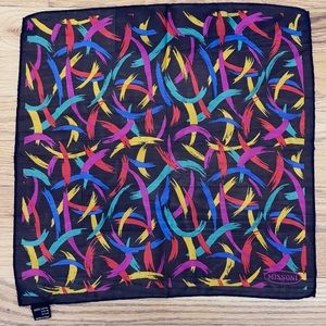 Missoni Black Colorful Silk Scarf Handkerchief 15” Made in Italy
